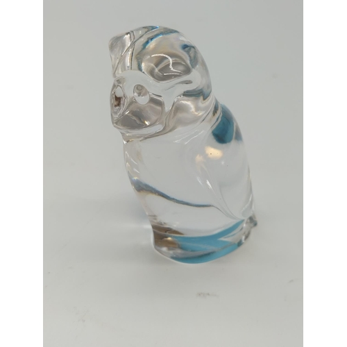 49 - Villeroy & Boch Signed Crystal Glass Owl. 9cm Tall.