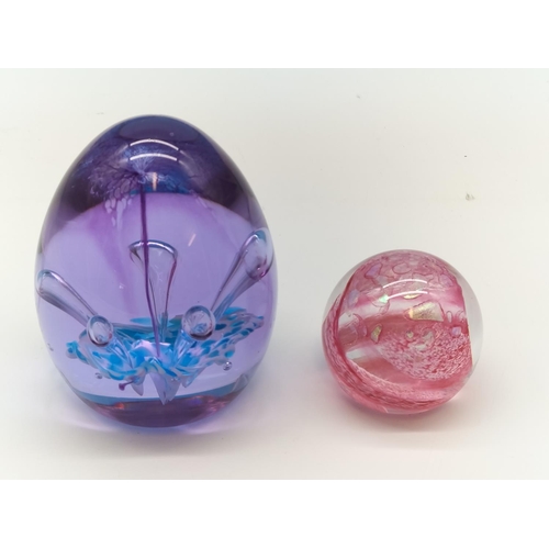 50 - Signed Caithness Paperweights (2) - 'Floral Dance' and 'Pink Shimmer'. Tallest being 10cm.