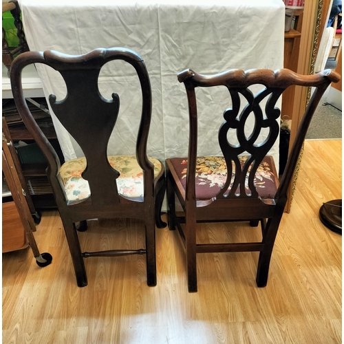 736 - 2 Hall Chairs with Tapestry Fabric Seats. 98cm High, 50cm x 43cm. Seat Height 44cm. This Lot is Coll... 