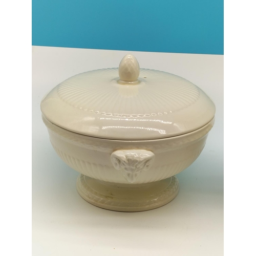 132 - Wedgwood Creamware Rams Head Lidded Tureens (2). 21cm Diameter.