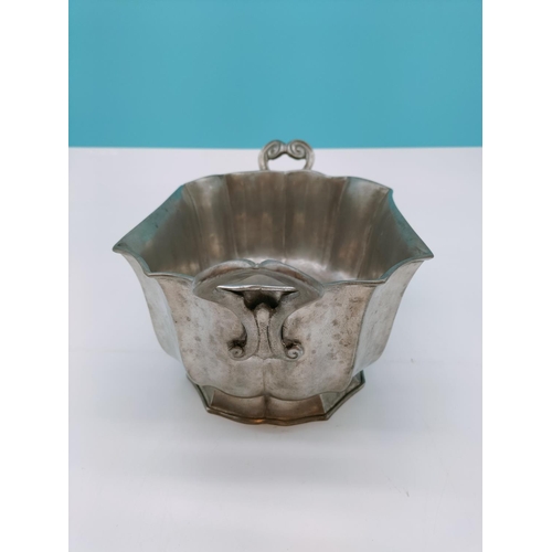 145 - Scottish Pewter Victorian Mushroom Bowl. 13cm high, 28cm x 17cm.