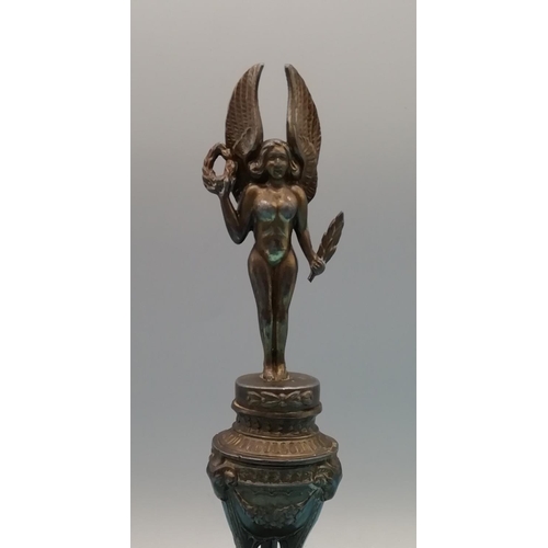 187 - Metal Figure of Goddess Victoria on Plinth, 25cm Tall, presented to Mr Griffin for Service to Perkin... 