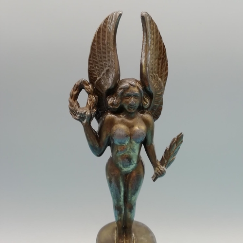 187 - Metal Figure of Goddess Victoria on Plinth, 25cm Tall, presented to Mr Griffin for Service to Perkin... 