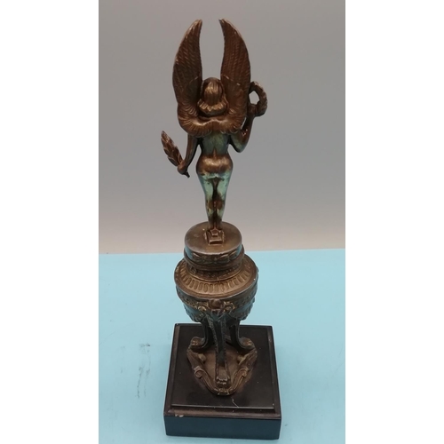 187 - Metal Figure of Goddess Victoria on Plinth, 25cm Tall, presented to Mr Griffin for Service to Perkin... 