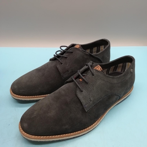 250 - Boxed Gent's Base of London Navy Suede Shoes. UK Size 5 EU 39.