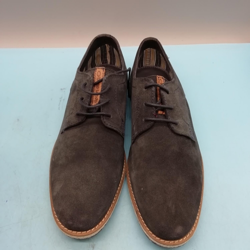 250 - Boxed Gent's Base of London Navy Suede Shoes. UK Size 5 EU 39.