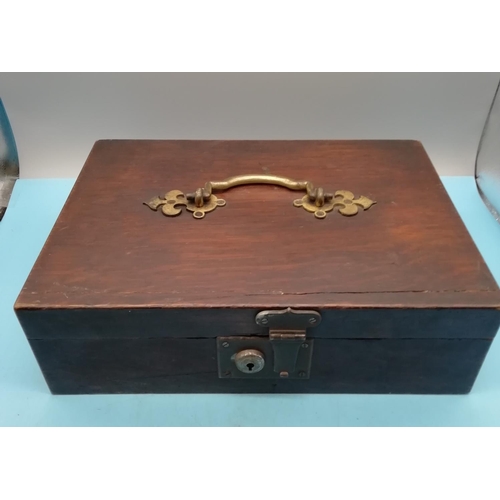 265 - c 1880-1900 Army and Navy C.S.L. Mahogany Campaign Box. 11cm High, 35.5cm x 25.5cm.