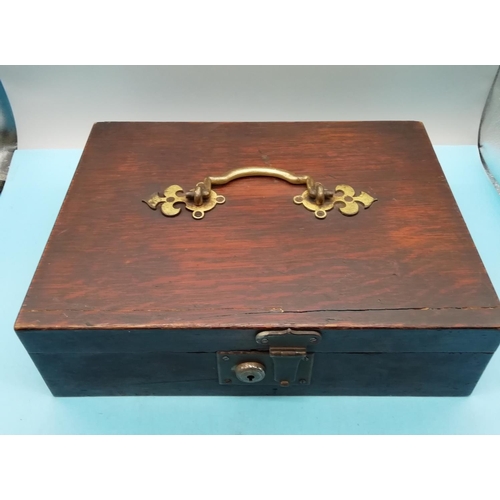 265 - c 1880-1900 Army and Navy C.S.L. Mahogany Campaign Box. 11cm High, 35.5cm x 25.5cm.