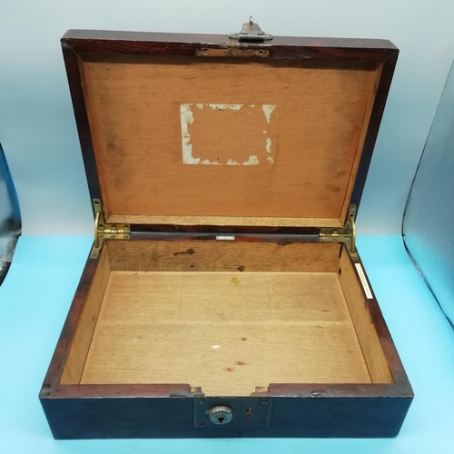 265 - c 1880-1900 Army and Navy C.S.L. Mahogany Campaign Box. 11cm High, 35.5cm x 25.5cm.