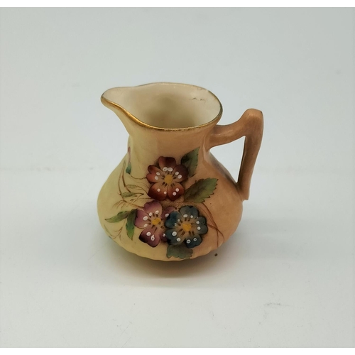 269 - Royal Worcester Blush Ivory 5cm Miniature Jug with Floral Design.