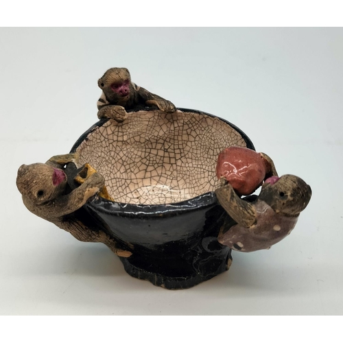 270 - Studio Art (Possibly Japanese) 'Three Monkeys' Bowl. 5cm High, 9cm Diameter.