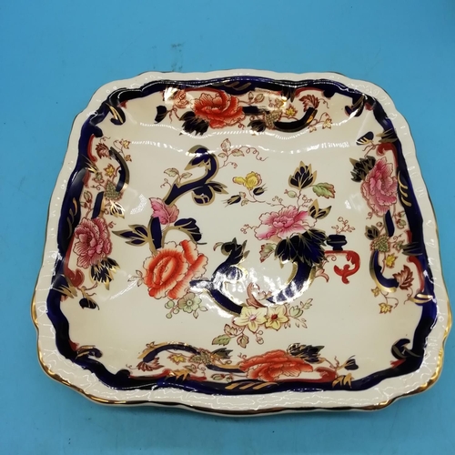 283 - Mason's Ironstone Vase and Square Shaped Dish in the 'Blue Mandalay' Pattern.