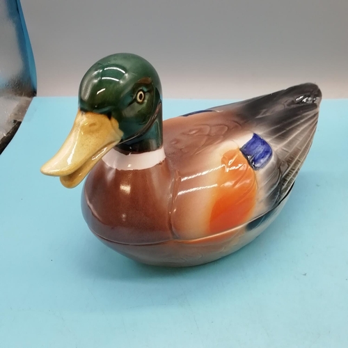 285 - Mallard Duck Tureen/Dish plus Beswick 'Log Cabin' Butter Dish.