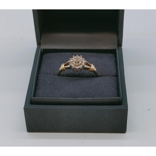 29 - 375 9ct Gold Diamond Ring. Size N. 1.7 Grams.