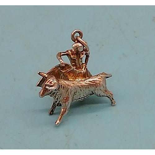 309 - Silver 'Matador & Bull' Charm.