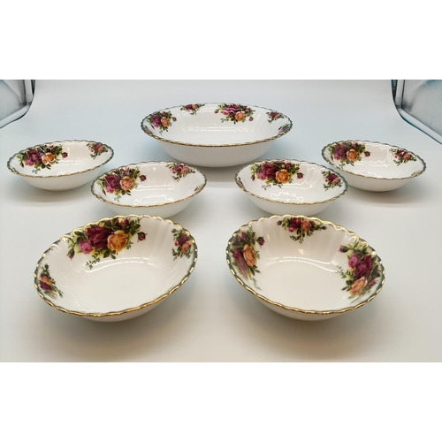 31 - Royal Albert 7 Piece Dessert Set in the 'Old Country Roses' Pattern. First Quality.