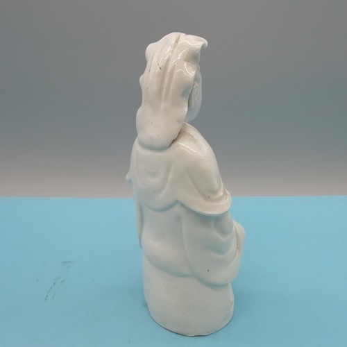 318 - 20th Century Chinese Blanc de Chine 18cm Figure. Slight A/F to Headdress.