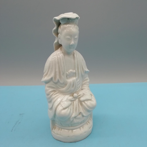 318 - 20th Century Chinese Blanc de Chine 18cm Figure. Slight A/F to Headdress.