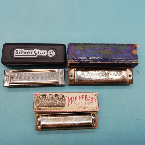 319 - Collection of Vintage Hohner Harmonicas including Early Auto Valve Harp, Marine Band, Blues Band, Su... 