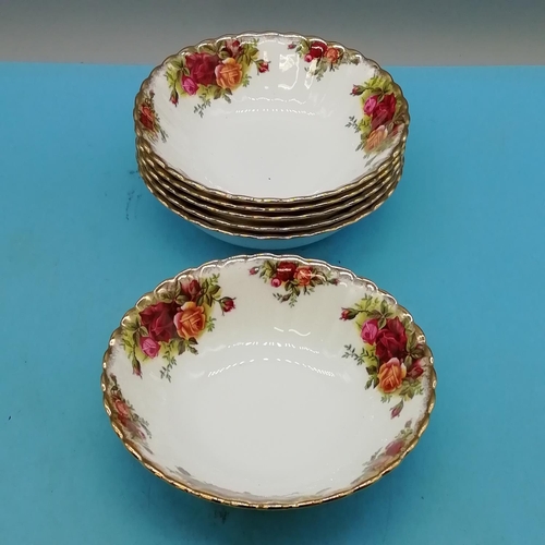 354 - Royal Albert Dessert/Breakfast Bowls (6) in the 'Old Country Roses' Pattern. First Quality. Early Ba... 