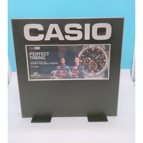 36 - Casio Shop Display Stand (Ediface Red Bull). 40cm High, 40cm x 10cm.