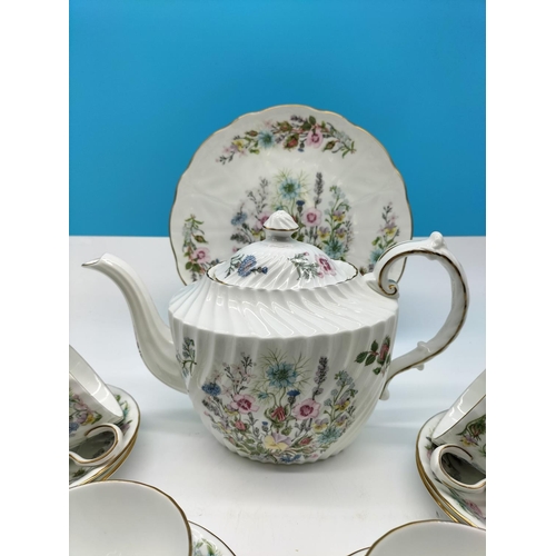 363 - Aynsley 14 Piece Part Tea Set in the 'Wild Tudor' Pattern to include Cups and Saucers (6), Teapot an... 