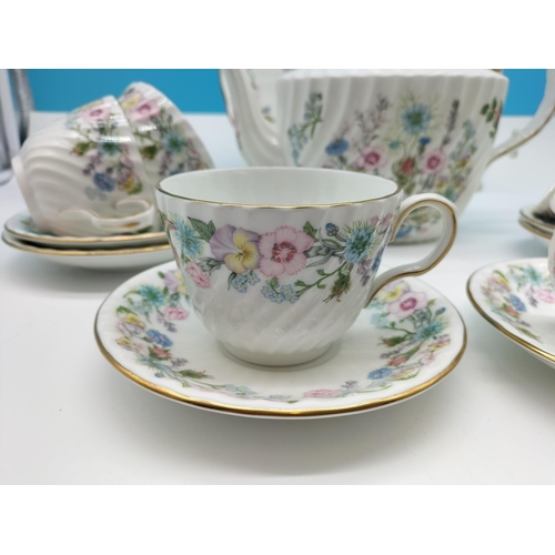 363 - Aynsley 14 Piece Part Tea Set in the 'Wild Tudor' Pattern to include Cups and Saucers (6), Teapot an... 