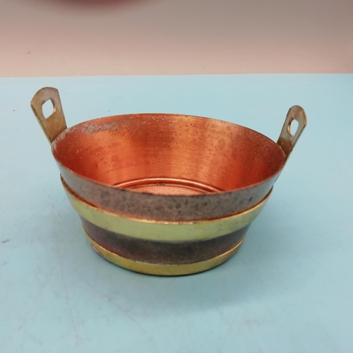 396 - Miniature 5cm Copper Ornaments (3) to include Bucket, Barrel and Trug.