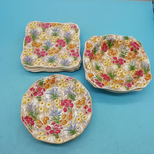 398 - c1930's Royal Winton Grimwades Items (11) in the 'Marguerite' Pattern to include Square Side Plates ... 