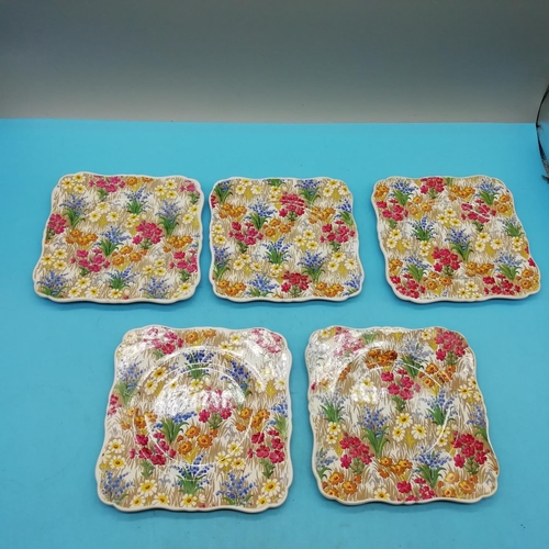 398 - c1930's Royal Winton Grimwades Items (11) in the 'Marguerite' Pattern to include Square Side Plates ... 