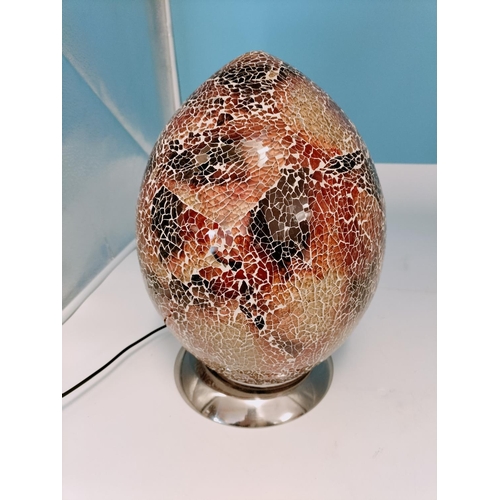 403 - Crackle Glazed Glass Lamp in Shape of a Dragon Egg. W/O. 32cm Tall.