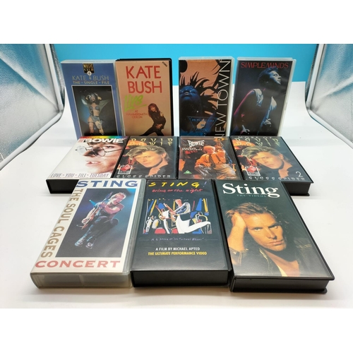 411 - VHS Videos (11) to include David Bowie, Sting, Kate Bush, etc.