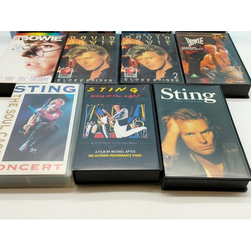 411 - VHS Videos (11) to include David Bowie, Sting, Kate Bush, etc.