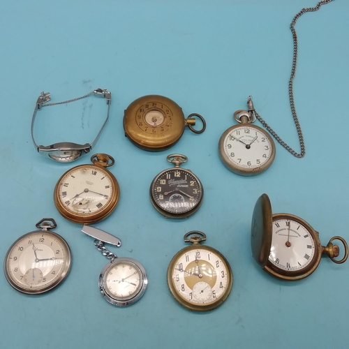 417 - Collection of Vintage Pocket Watches for Restoration including Remontoir Half Hunter, Stowa, Smiths,... 