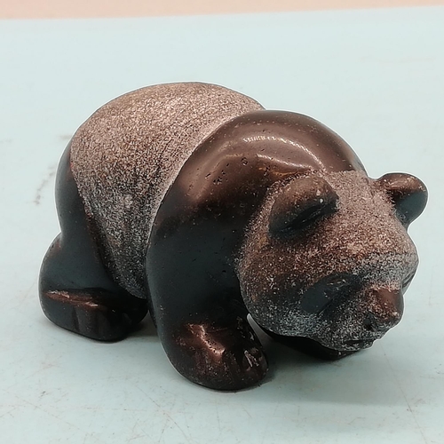 418 - Chinese Soapstone Carving of a Bear plus Polished Stone Carving of a Panda. Both 4cm High x 6cm.