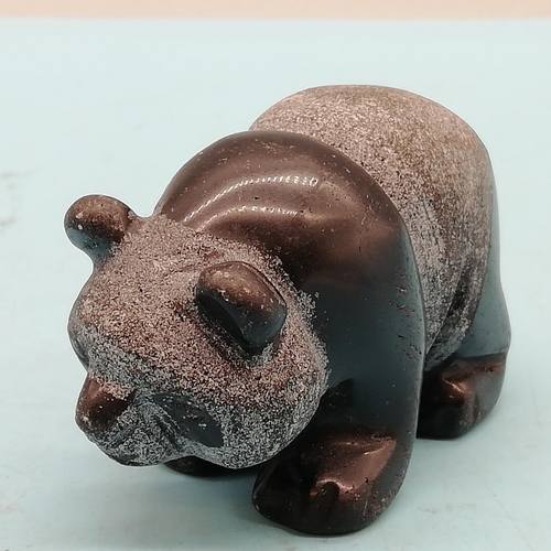 418 - Chinese Soapstone Carving of a Bear plus Polished Stone Carving of a Panda. Both 4cm High x 6cm.