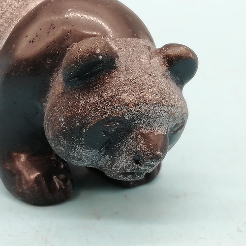 418 - Chinese Soapstone Carving of a Bear plus Polished Stone Carving of a Panda. Both 4cm High x 6cm.