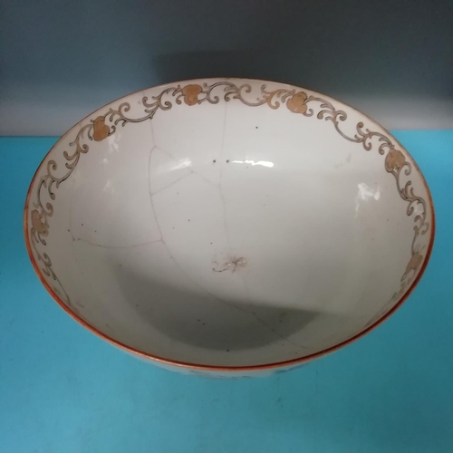 429 - Chinese Qianlong Period Armorial Porcelain Large Bowl and Plate. Bowl Measures 13cm High x 28cm Diam... 