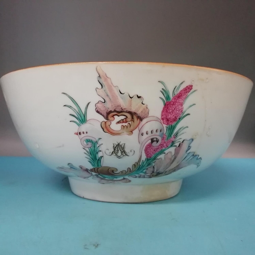 429 - Chinese Qianlong Period Armorial Porcelain Large Bowl and Plate. Bowl Measures 13cm High x 28cm Diam... 