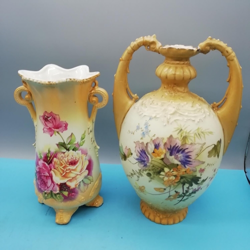 432 - Collection of Austrian Porcelain Vases and Urn. Tallest being 25cm and A/F. Smaller Vase A/F also.