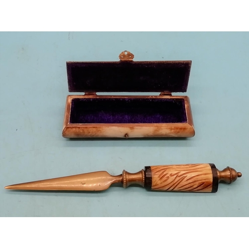 437 - Vintage Camel Bone Box (15cm x 5cm) plus 24cm Letter Opener.