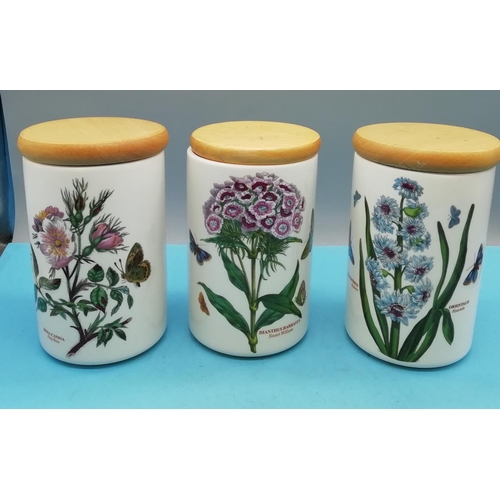 447 - Portmeirion 17cm Storage Jars (3) in the 'Botanic Garden' Pattern.