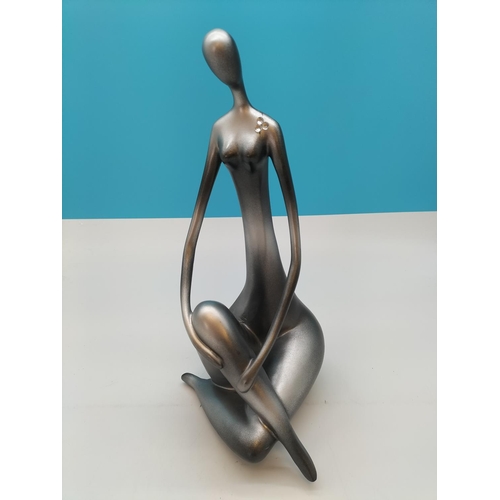 453 - Silver Coloured 37cm Lady Figure.