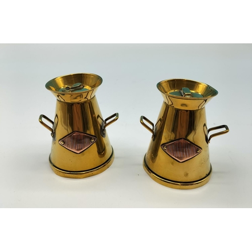 465 - Brass/Copper Miniature 9cm Milk Churns (2)