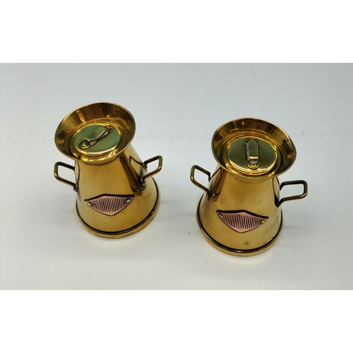 465 - Brass/Copper Miniature 9cm Milk Churns (2)