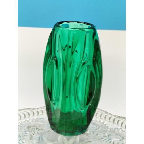 466 - 4 x Glass Items to include Tray (24cm Diameter), Babycham Glass, Vases (2).