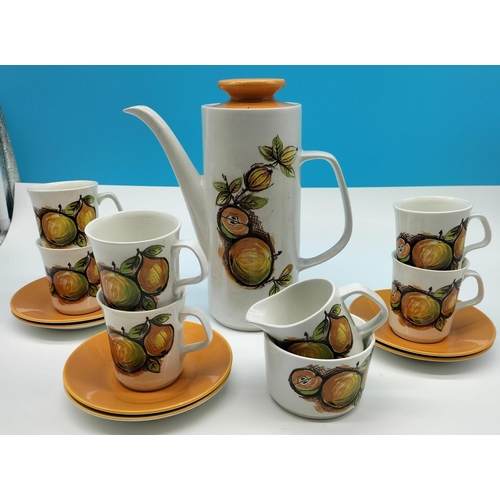 467 - Retro J & G Meakin 15 Piece Coffee Set in the 'Eden' Pattern to include Cups and Saucers (6), Milk, ... 