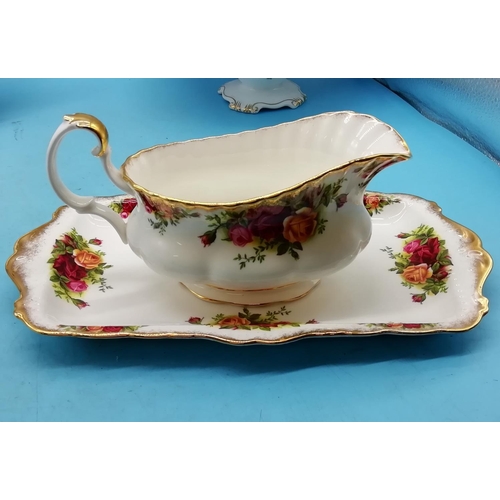 475 - Royal Albert Sandwich Plate, Footed Cake Stand (2nds , Cake Plate and Gravy Boat in the 'Old Country... 