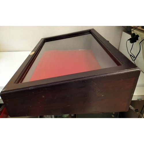 502 - Large Sloped Table Top Display Case. 92cm x 62cm. 26cm Height at High Point, 16cm at Low Point. Coll... 