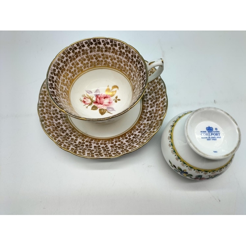 515 - Hammersley Cabinet Cup and Saucer plus Coalport Mini Posy Vase.